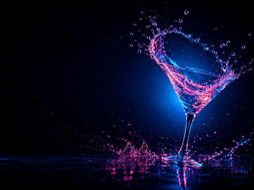 Neon martini splash